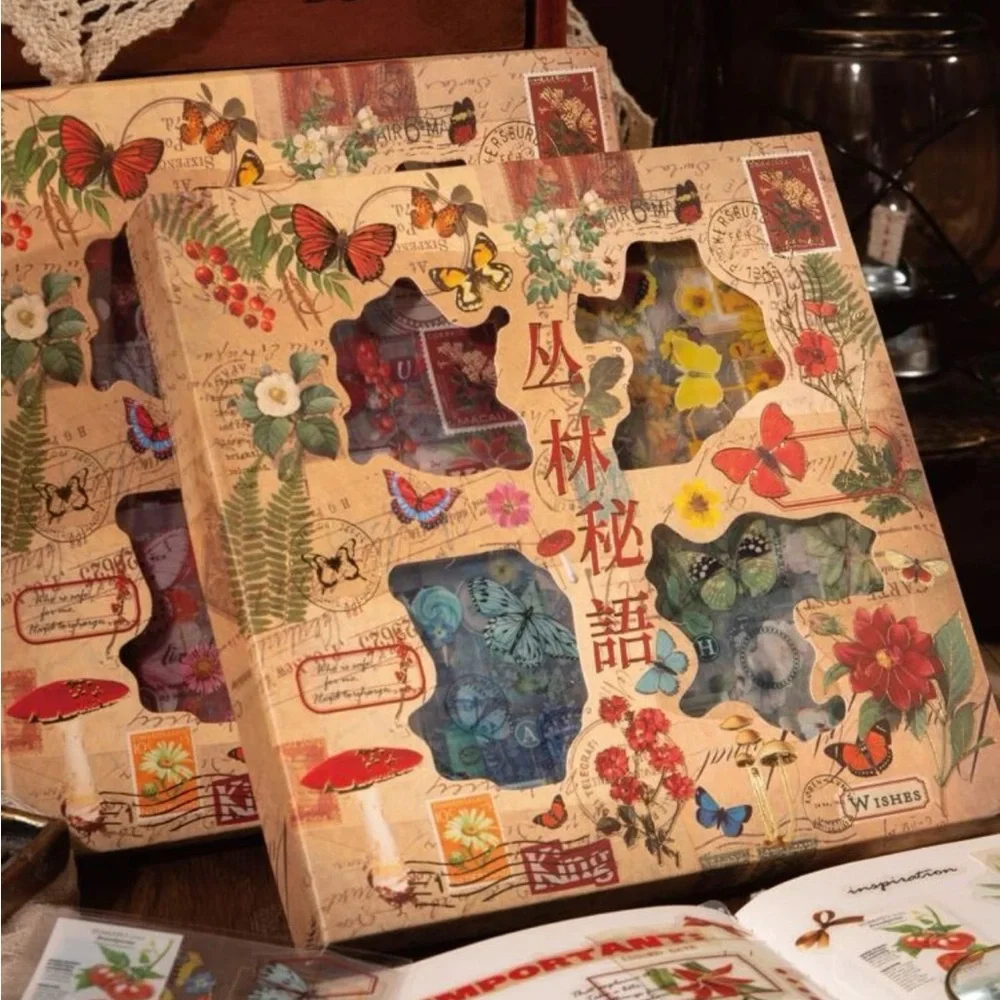 Set of 100 Small Sheets of Vintage Style Stickers